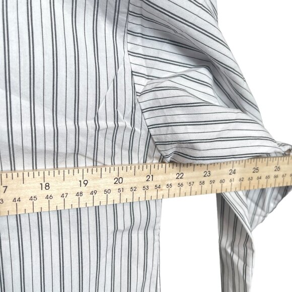 LOFT Striped Drawstring Tunic Shirt Top Small White Gray Business Casual Stretch - Picture 12 of 12
